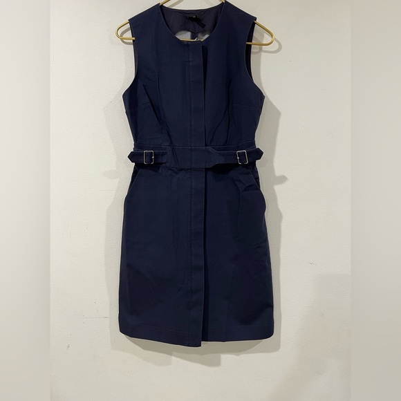 J.Crew Navy  blue  sleeves Dress  size 4 Heavyweight Cotton - Picture 1 of 9